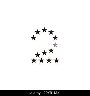 Number 2 stars geometric symbol simple logo vector Stock Vector
