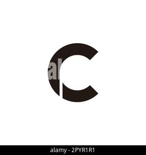 Letter rc cr r c outline, circle geometric symbol simple logo vector Stock Vector