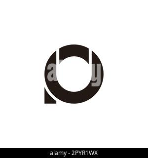 Letter UP PU U P circle, outline geometric symbol simple logo vector Stock Vector