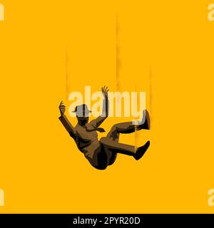 A businessman falling down from a high place. Problems and bad choices concept vector illustration. Stock Vector