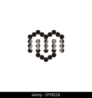 Letter M and U hexagons, heart geometric symbol simple logo vector Stock Vector