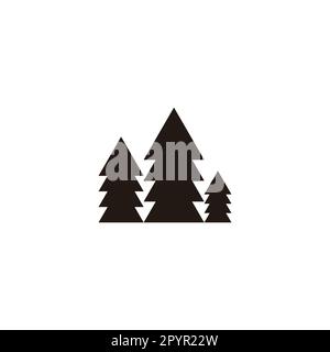 Forest pines tree, three geometric symbol simple logo vector Stock Vector