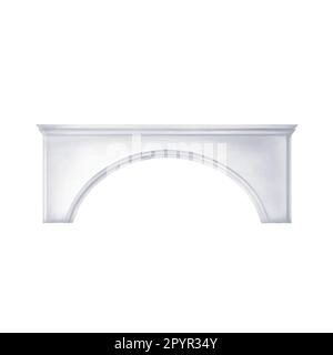 Classic antique white marble arch column in Roman and Renaissance style.Digital illustration on white background. Antique scenery, part of amphitheate Stock Photo