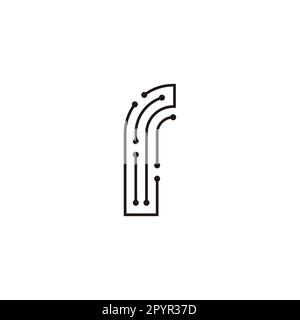 Letter r lines, molecules, technology geometric symbol simple logo vector Stock Vector