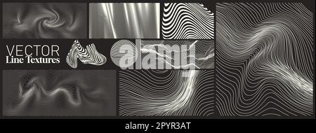 A collection of Wave Line art textures and pattern shapes, vector illustration Stock Vector
