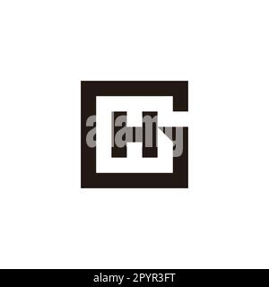 Letter G and H square, outline geometric symbol simple logo vector Stock Vector