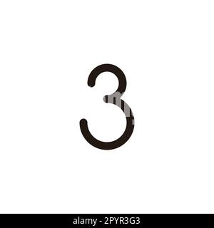 Number 3 curve, outline geometric symbol simple logo vector Stock Vector