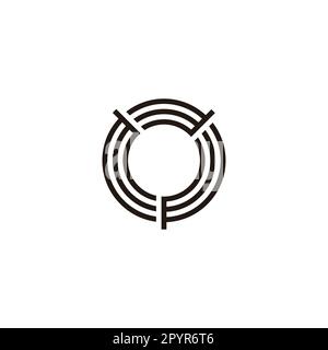 Letter Y O circle, rounded lines geometric symbol simple logo vector Stock Vector