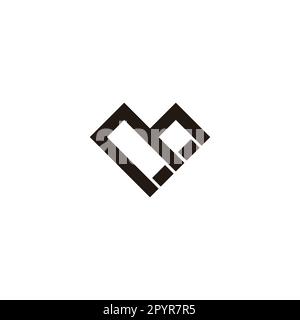 Letter m heart square geometric symbol simple logo vector Stock Vector