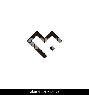 Letter M and h heart, dot geometric symbol simple logo vector Stock Vector