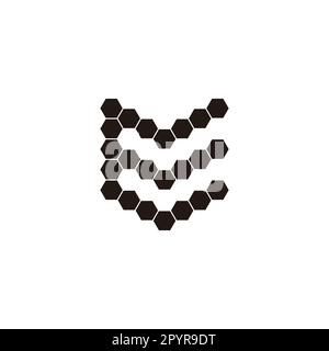Letter E hexagons, shield geometric symbol simple logo vector Stock Vector