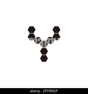 Letter Y nine hexagons, technology geometric symbol simple logo vector Stock Vector