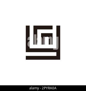 Letter r, n and y square geometric symbol simple logo vector Stock Vector
