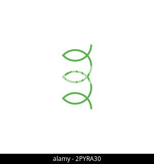 Number 3 leaves, line geometric symbol simple logo vector Stock Vector