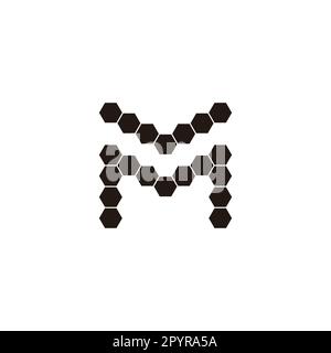Letter M and v hexagons geometric symbol simple logo vector Stock Vector