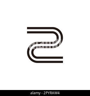Number 2 line, curve geometric symbol simple logo vector Stock Vector