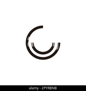Letter G and U curve geometric symbol simple logo vector Stock Vector