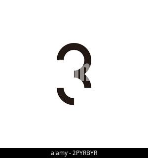 Number 3, letter L geometric symbol simple logo vector Stock Vector