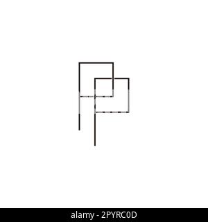 Letter pp square, line geometric symbol simple logo vector Stock Vector