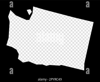 Stencil map of Washington. Simple and minimal transparent map of Washington. Black rectangle with cut shape of the US state. Stock Vector