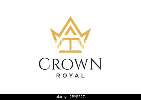 initial logo letter T with crown vector symbol illustration Stock Vector