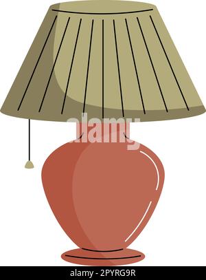 Electric lamp illuminates ornate bedside over white Stock Vector