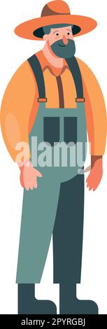 Illustrated organic farmer smiling while working over white Stock Vector