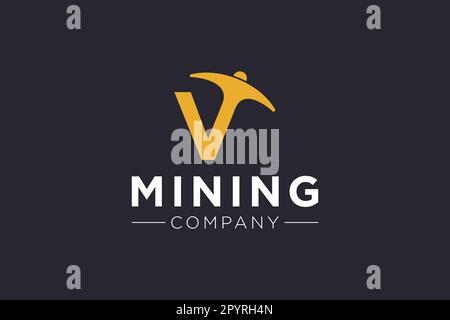 Letter V Mining logo icon design template vector Stock Vector