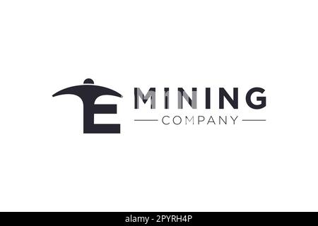 Letter E Mining logo icon design template vector Stock Vector