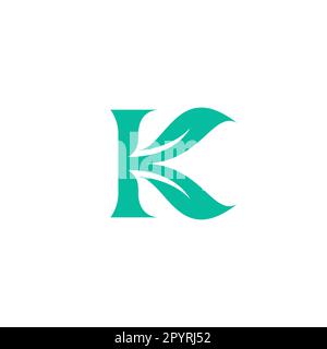 K Leaf Logo Design. Letter K Nature Vector Illustration Stock Vector