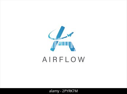 letter A logo design, airflow logo design template Stock Vector