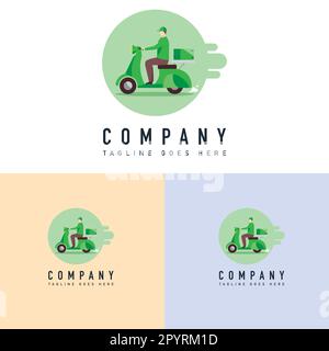 Scooter delivery service logo design template. Delivery service logo template. Stock Vector