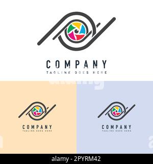 Camera logo design template. Camera logo vector icon. Camera logo symbol. Photography camera lens logo vector Stock Vector