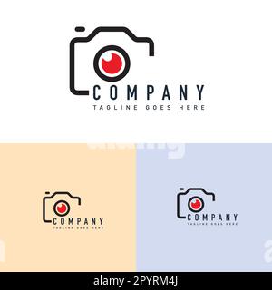 Camera logo design template. Camera logo vector icon. Camera logo symbol. Photography camera lens logo vector Stock Vector