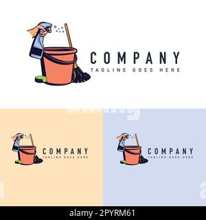 Cleaning company logo design template. Cleaning service vector illustration. Stock Vector