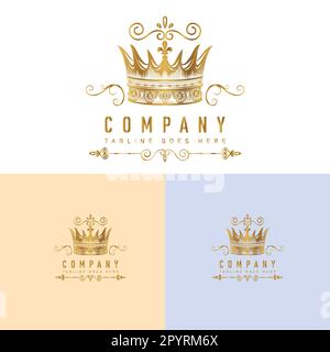 Crown logo design. Luxury royal logotype template. Vector illustration. Stock Vector