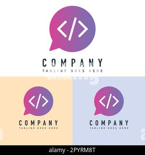 Coder Logo Template. Business corporate sign vector. Digital code logo. Coding vector icon. Coding symbol. Stock Vector
