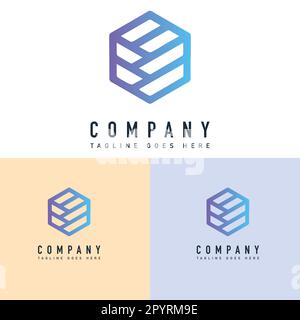 Abstract hexagon logo vector. Cube logo. Creative geometric logo design concept. Stock Vector