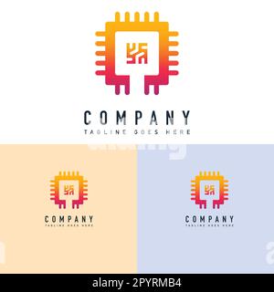 Data Center Logo Template Vector. Circuit Icon Illustration Design. Technology Logo Concept. Stock Vector