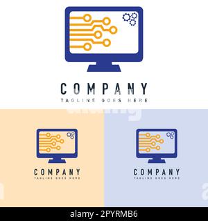 Computer Service Logo Design Vector Template. Computer Service Logo Design Concept. Stock Vector