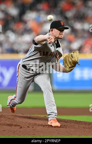 San Francisco Giants starting pitcher LOGAN WEBB in the bottom of the second inning during the MLB game between the San Francisco Giants and the Houst Stock Photo