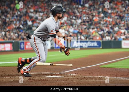 San Francisco Giants third baseman J.D. DAVIS batting in the top of the fourth inning during the MLB game between the San Francisco Giants and the Hou Stock Photo