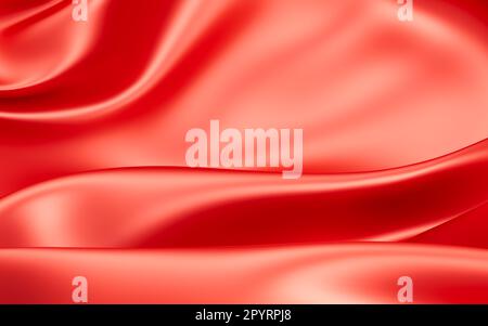 Abstract red fabric silk texture background, 3d rendering. Digital drawing. Stock Photo