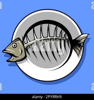 fish bones on a plate Stock Vector