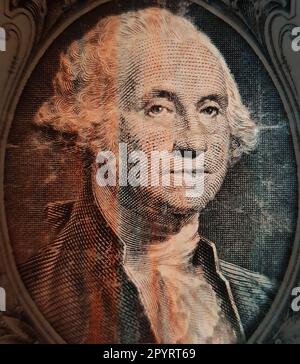 US president George Washington face portrait on the USA one dollar note ...