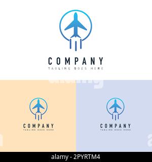 Airplane Logo Design. .airplane logo vector icon illustration template design. logo design inspiration Stock Vector
