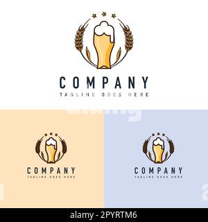 Beer logo template vector icon illustration design. Craft beer logo template. Stock Vector