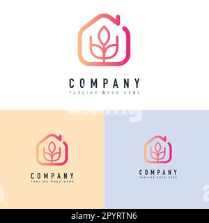 Leaf house logo template vector icon element. Eco home symbol. Agro Farm Logo Design. Stock Vector