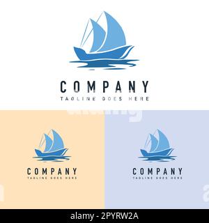 Boat Ship Logo Design. Sailing ship logo template vector icon element isolated on white background for business and corporate identity. Stock Vector