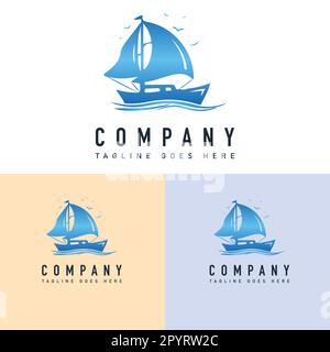 Yacht logo design template. Yacht logo vector icon illustration. Boat Ship Logo Design. Stock Vector